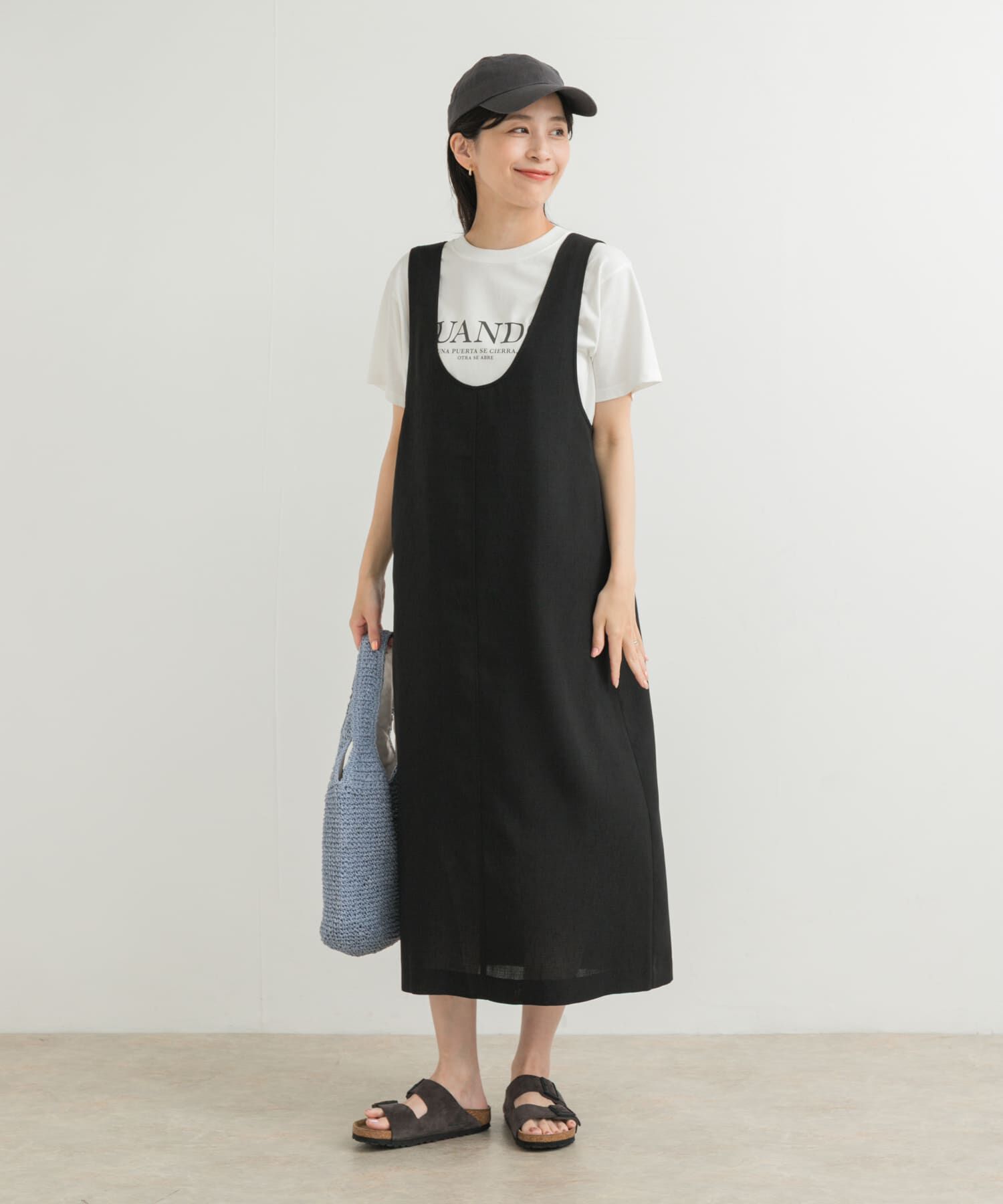 URBAN RESEARCH DOORS「ドライタッチUネックジャンパースカート」|ワンピース|