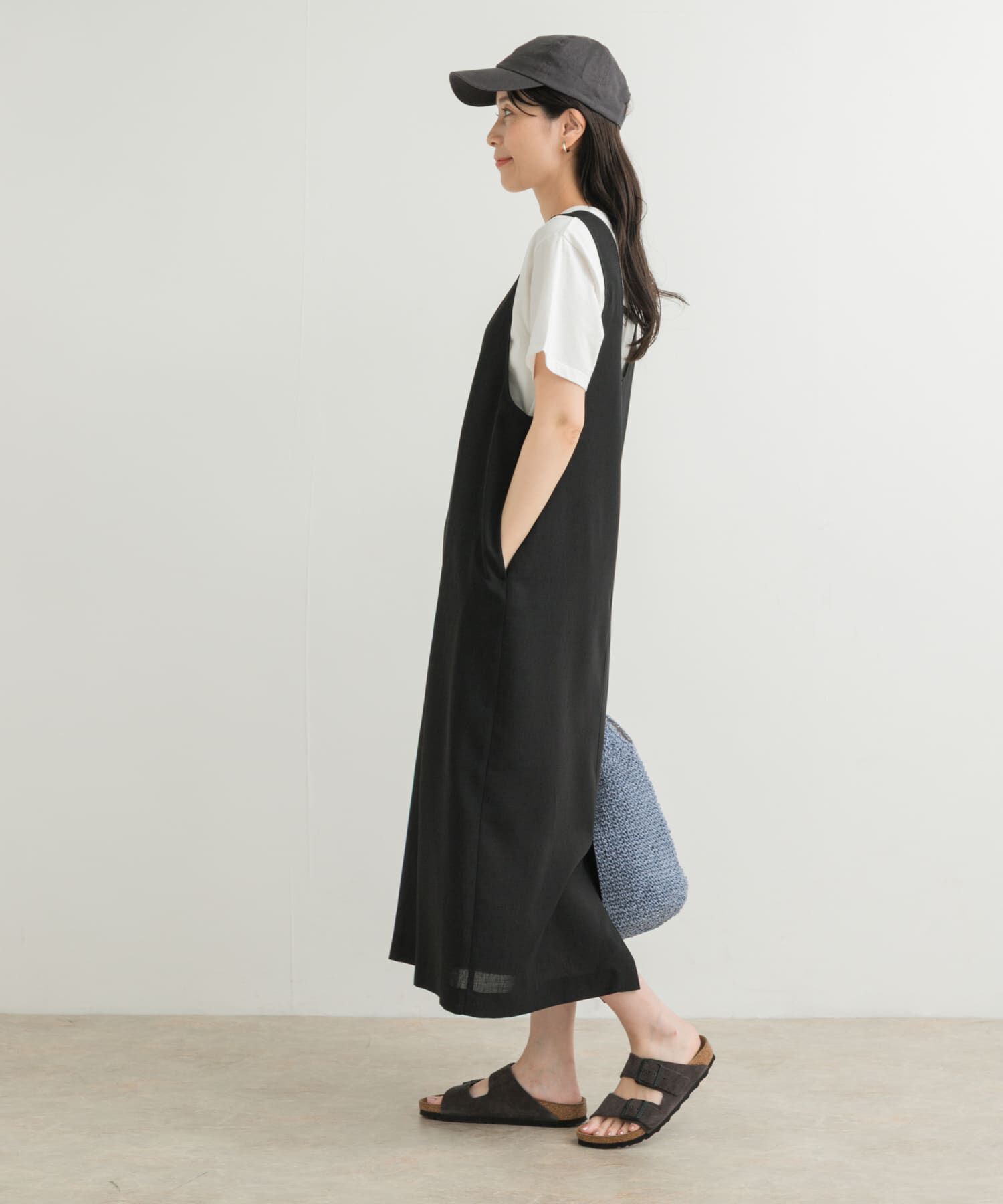 URBAN RESEARCH DOORS「ドライタッチUネックジャンパースカート」|ワンピース|