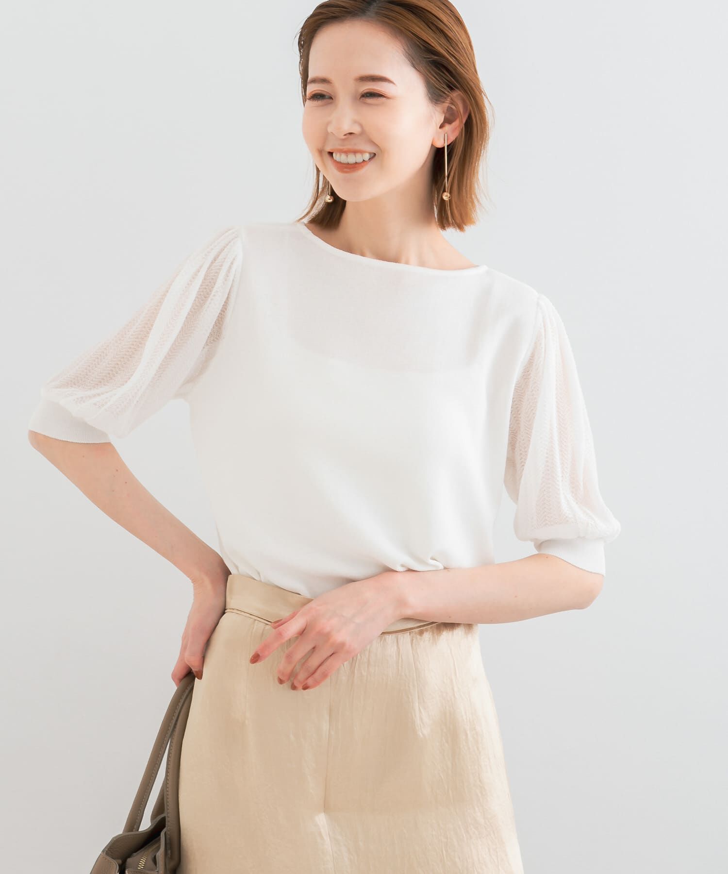 URBAN RESEARCH ROSSO「ドッキングシアープリーツスリーブプルオーバー」|ニット・セーター|