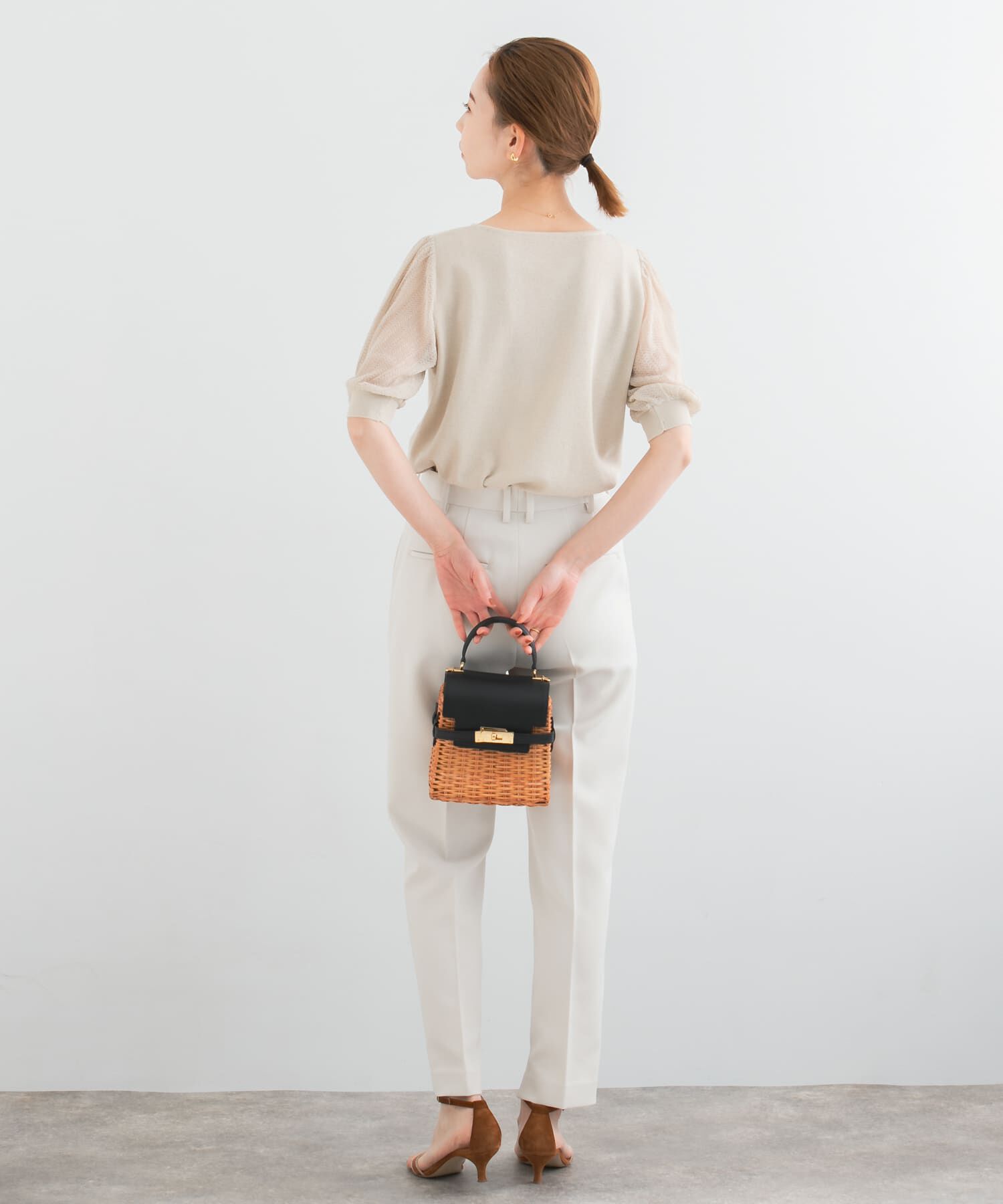 URBAN RESEARCH ROSSO「ドッキングシアープリーツスリーブプルオーバー」|ニット・セーター|