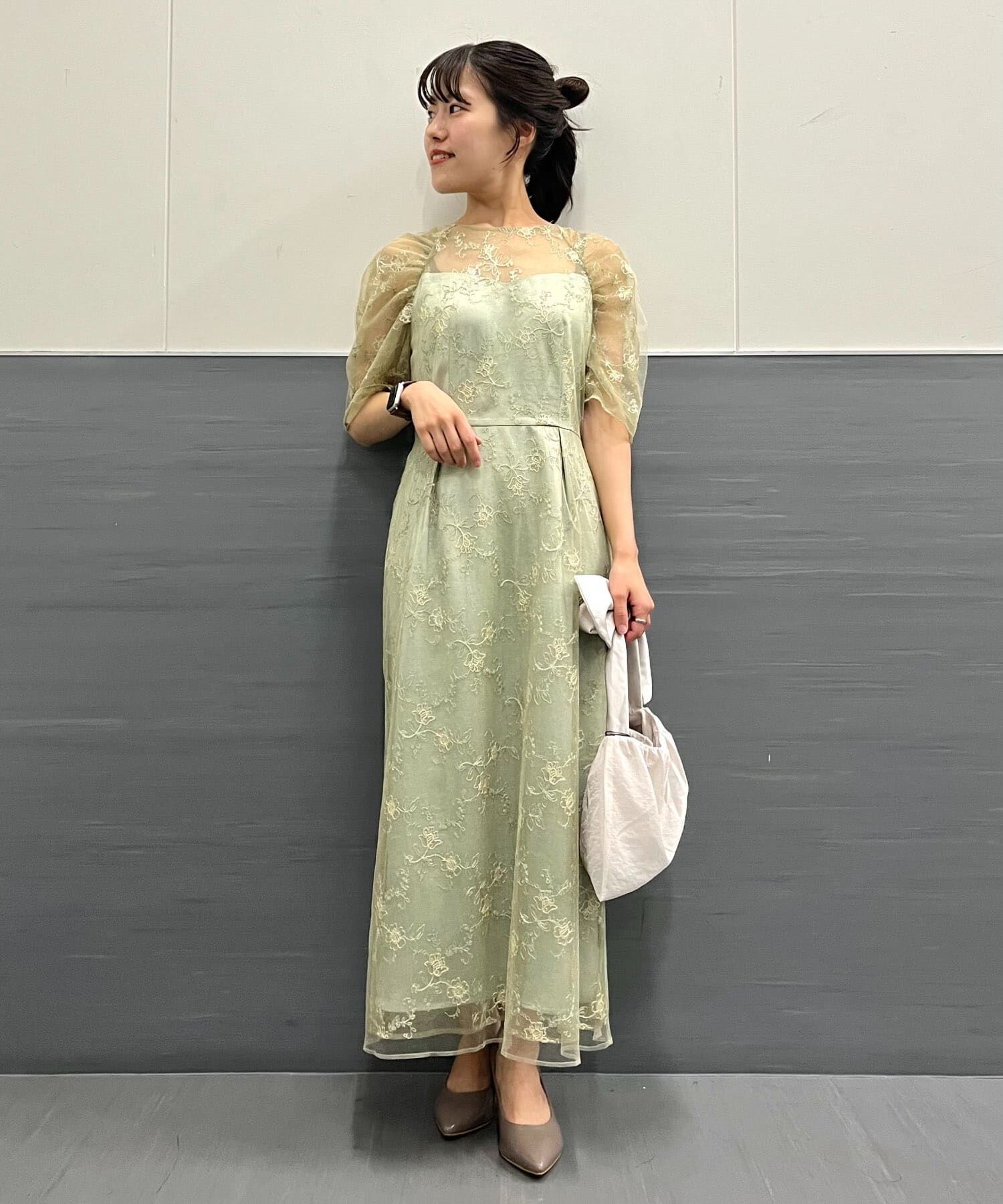 URBAN RESEARCH ROSSO「kaene　ボリュームスリーブレースドレス」|ワンピース|