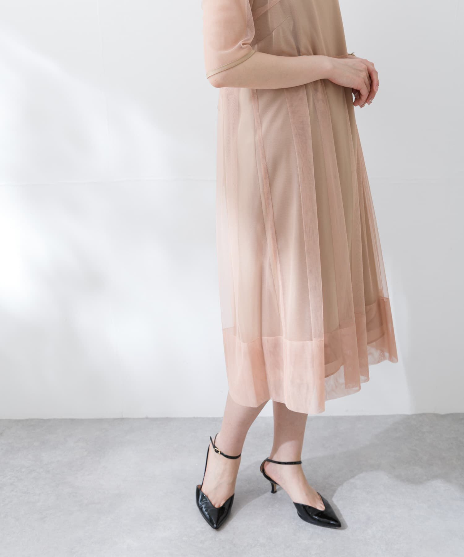 URBAN RESEARCH ROSSO「kaene　シャンブレーキャミドッキングドレス(sh)」|ワンピース|