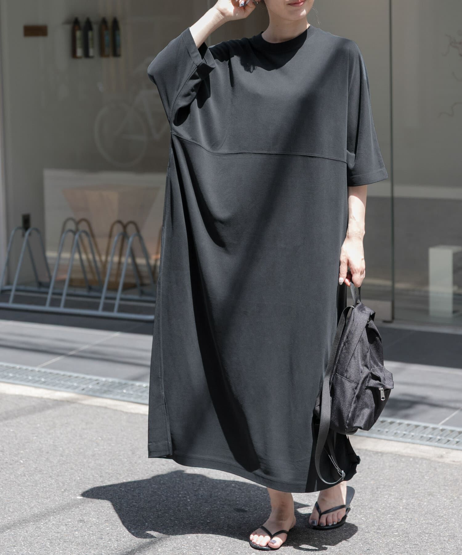 URBAN RESEARCH DOORS「FORK&SPOON　モダールカノコクルーネックワンピース」|ワンピース|