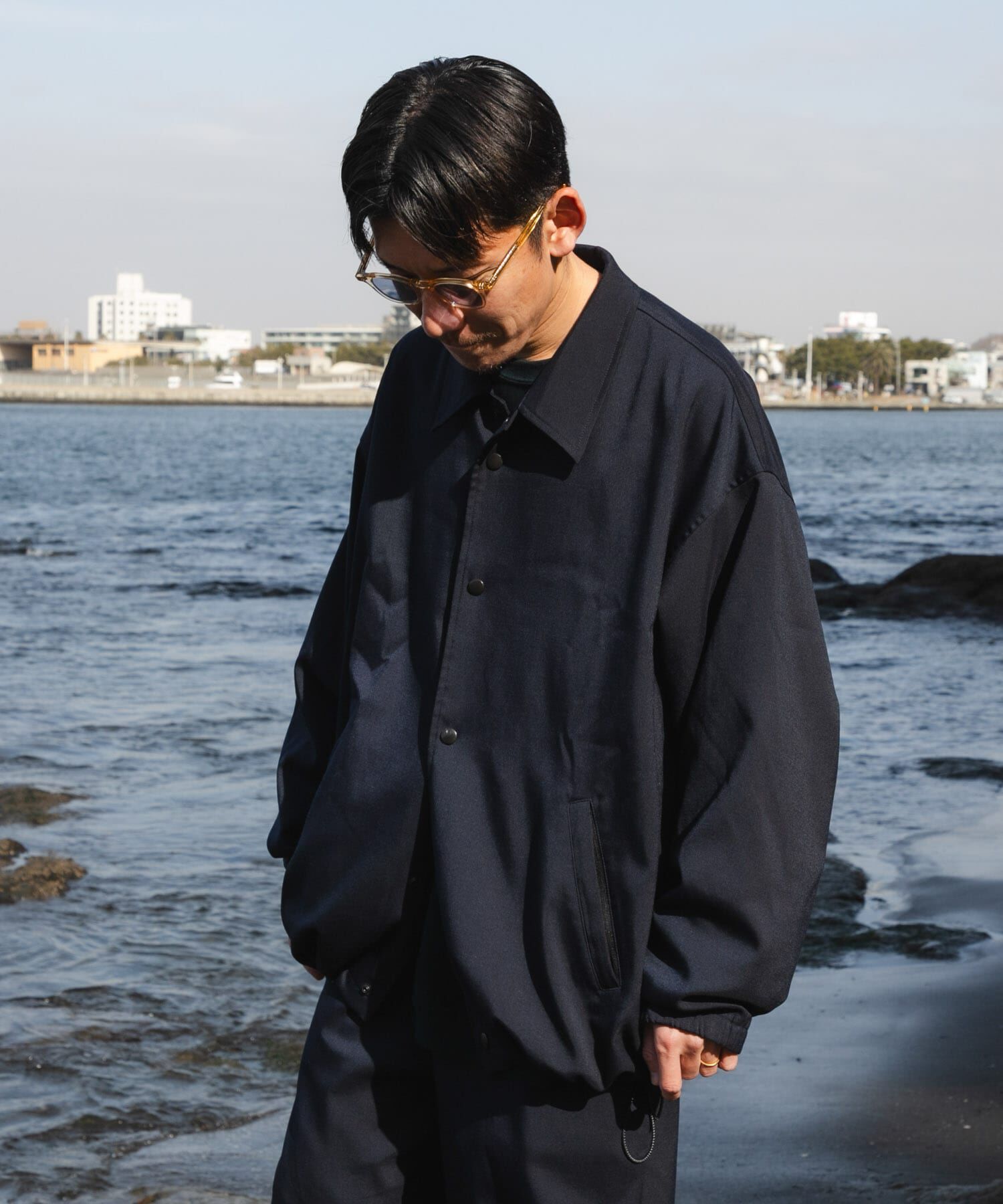 URBAN RESEARCH「Wide Dad　COACH JACKET」|ノーカラーコート|