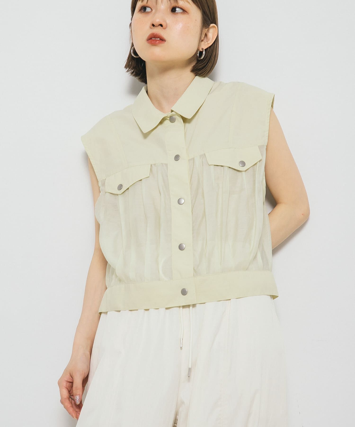  「シアードッキングベスト」|ノーカラーコート|