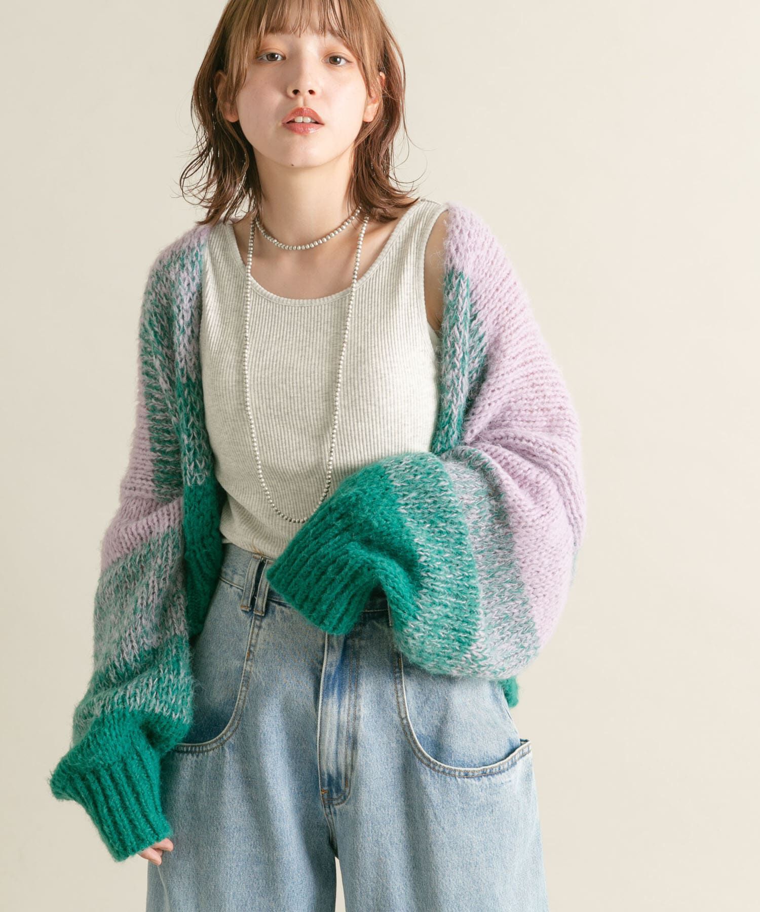  「『WEB/一部店舗限定』グラデーションショートカーディガン」|カーディガン|