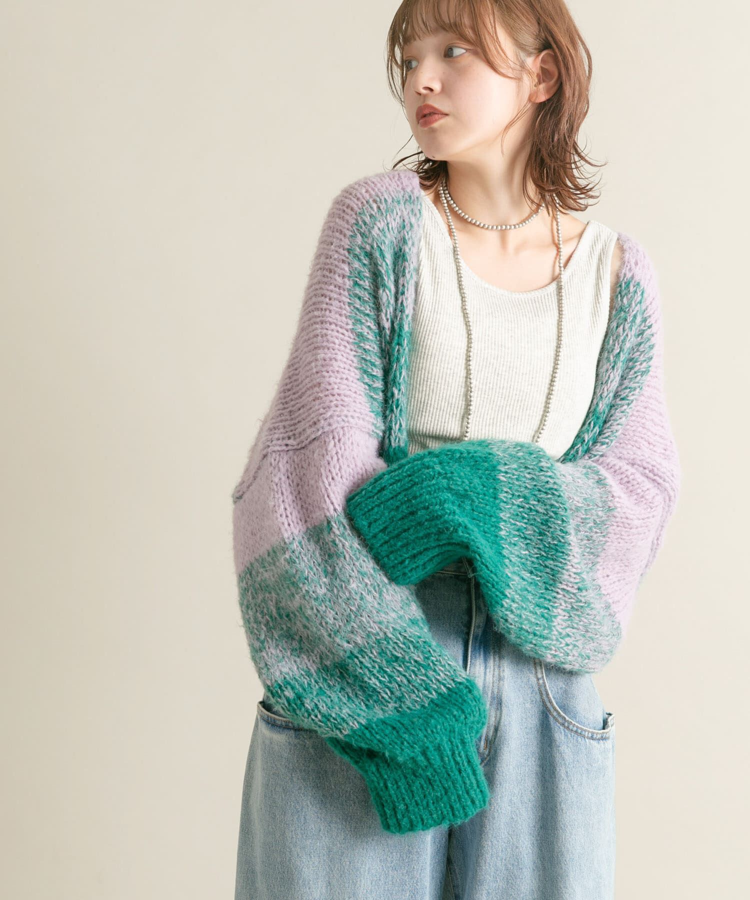  「『WEB/一部店舗限定』グラデーションショートカーディガン」|カーディガン|