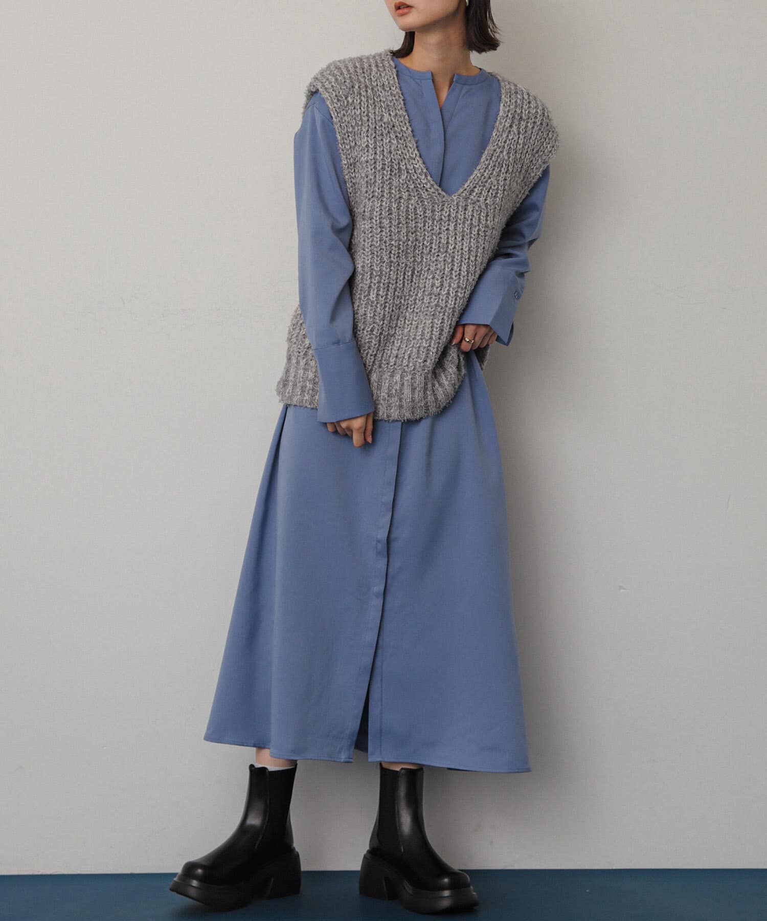 SENSE OF PLACE by URBAN RESEARCH「ウエストタックワンピース」|ワンピース|ライトブルー