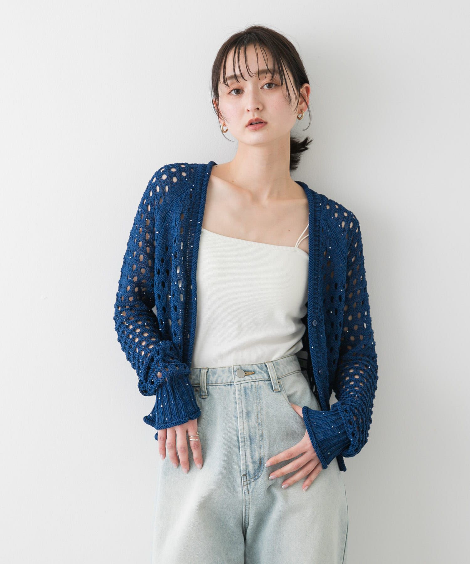 SENSE OF PLACE by URBAN RESEARCH「スパンコールメッシュカーディガン」|カーディガン|