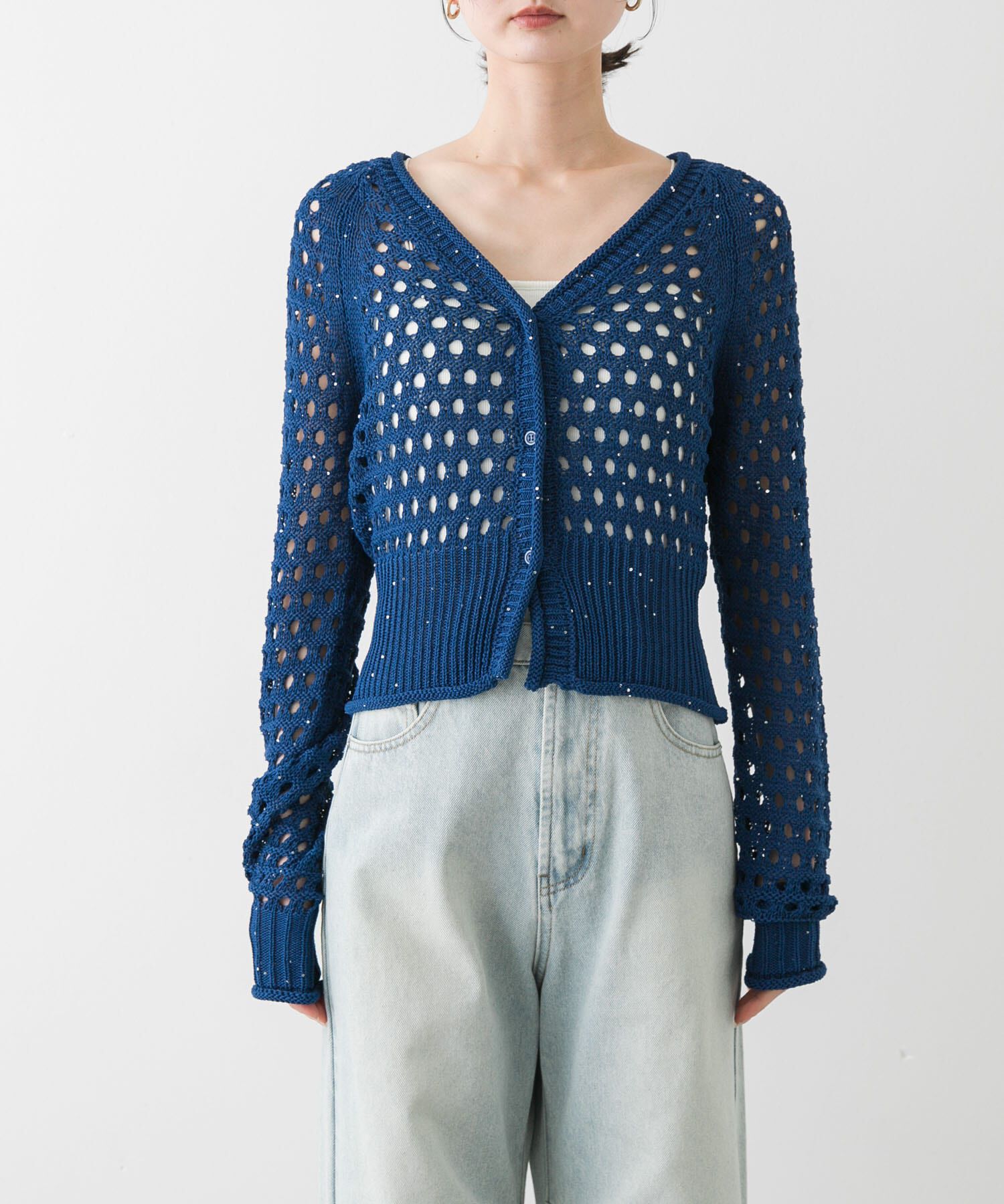 SENSE OF PLACE by URBAN RESEARCH「スパンコールメッシュカーディガン」|カーディガン|