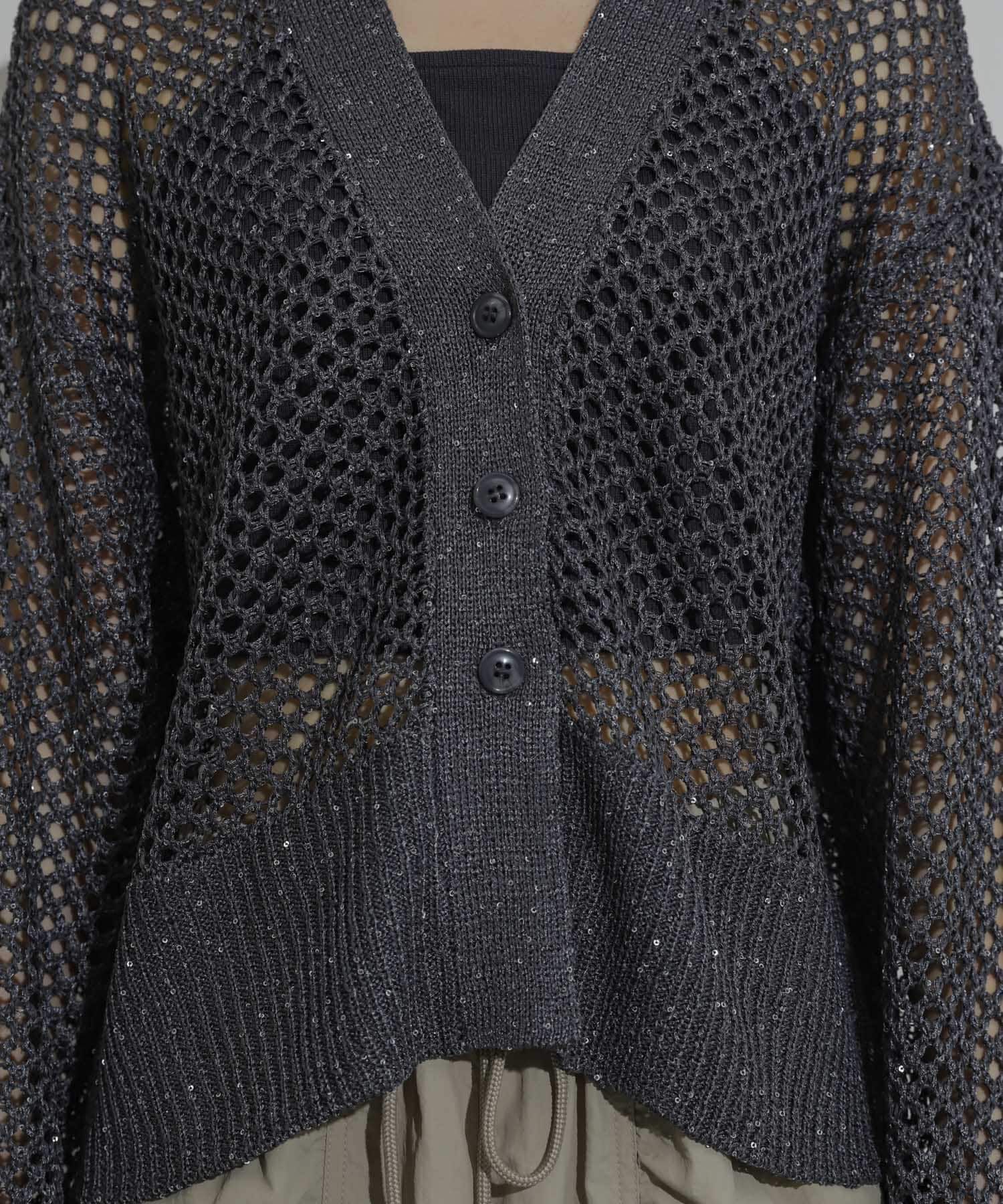 SENSE OF PLACE by URBAN RESEARCH「スパンコールメッシュカーディガン」|カーディガン|