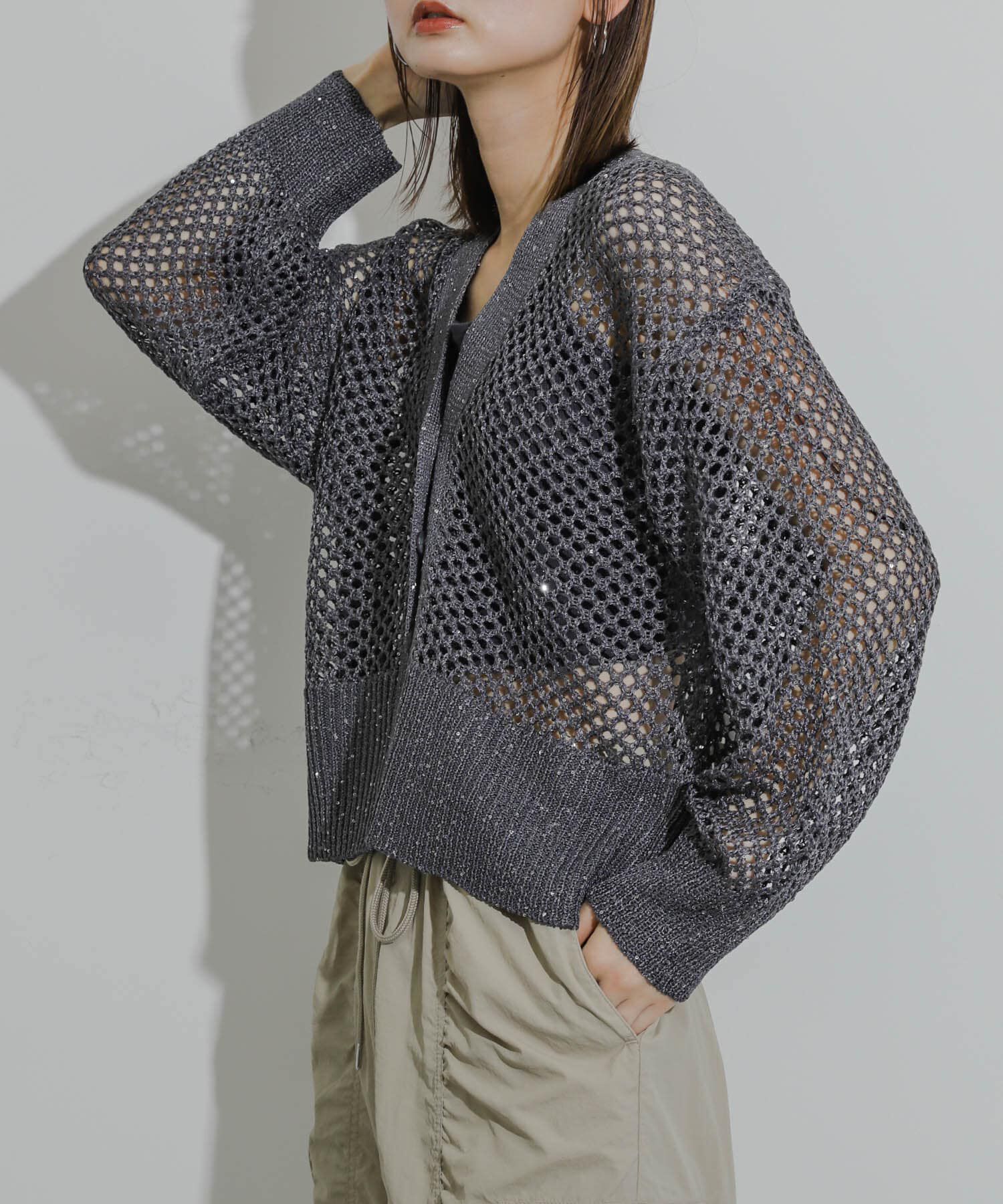 SENSE OF PLACE by URBAN RESEARCH「スパンコールメッシュカーディガン」|カーディガン|