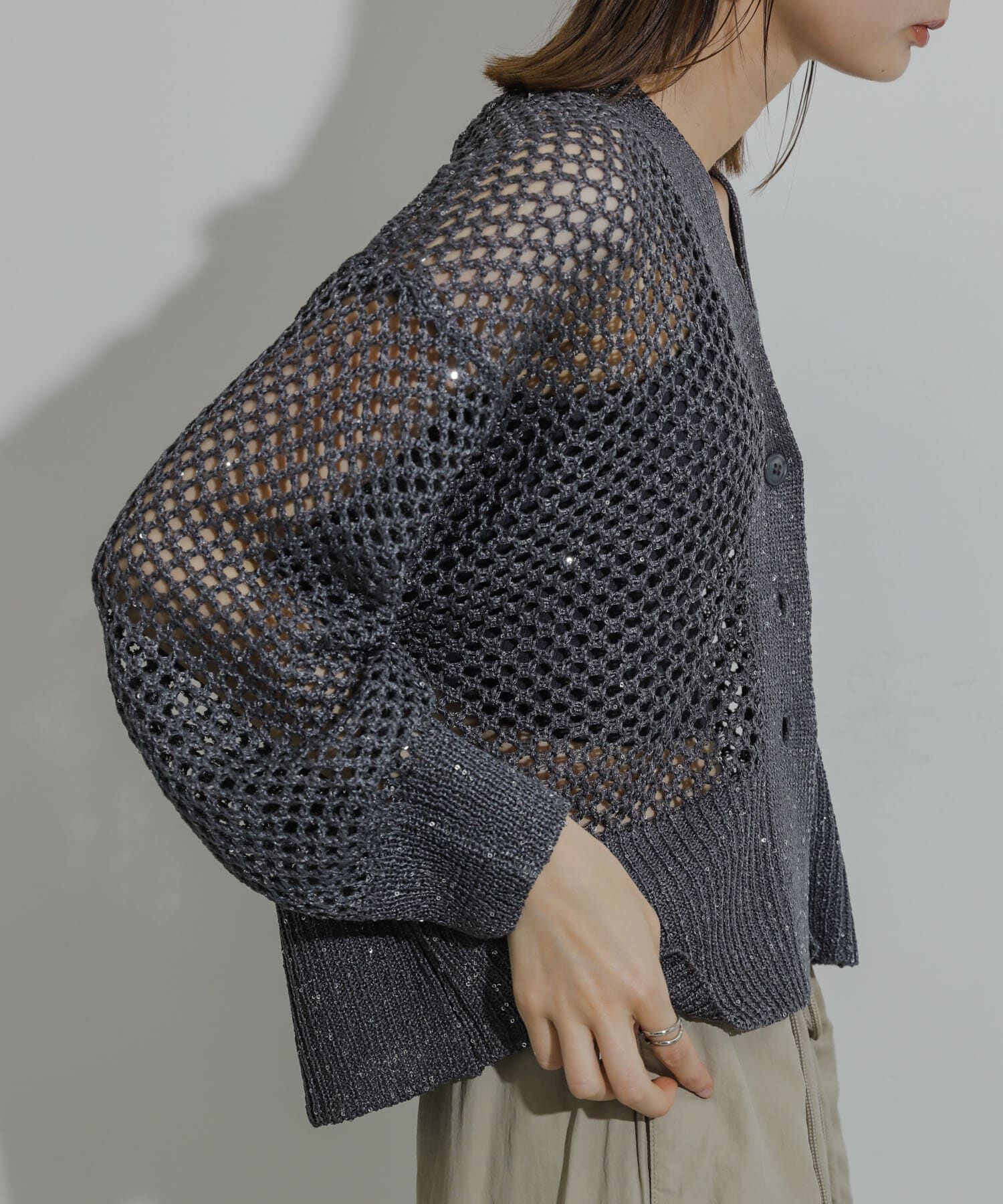 SENSE OF PLACE by URBAN RESEARCH「スパンコールメッシュカーディガン」|カーディガン|
