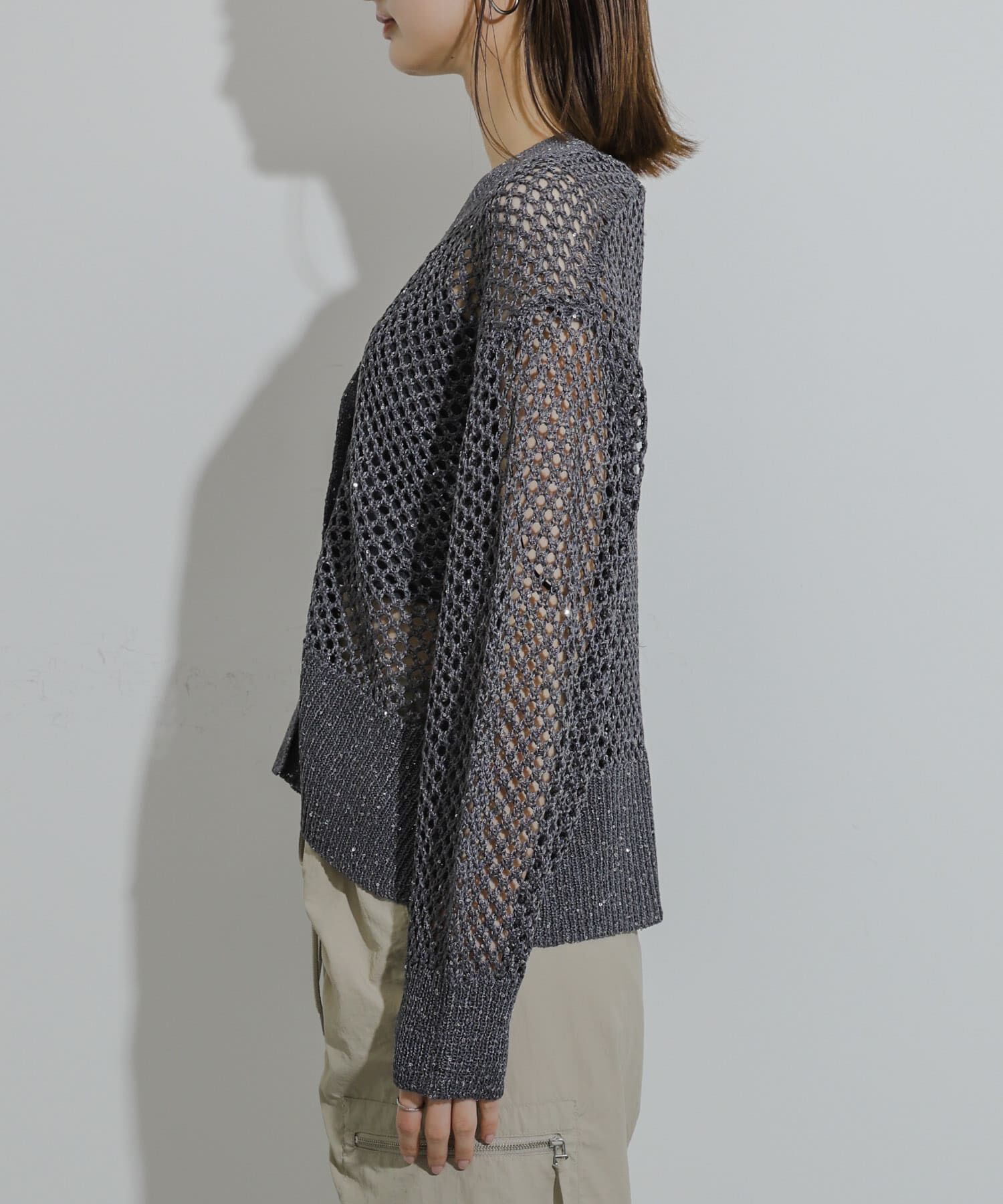 SENSE OF PLACE by URBAN RESEARCH「スパンコールメッシュカーディガン」|カーディガン|