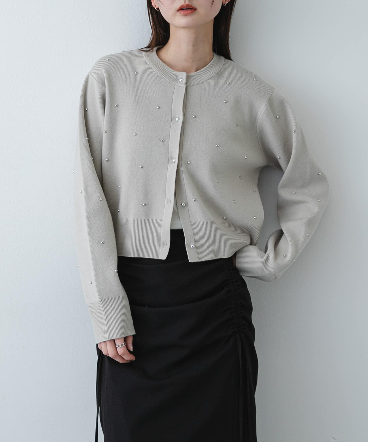 SENSE OF PLACE by URBAN RESEARCH「『洗濯可』ボールビーズカーディガン」|カーディガン|ライトベージュ