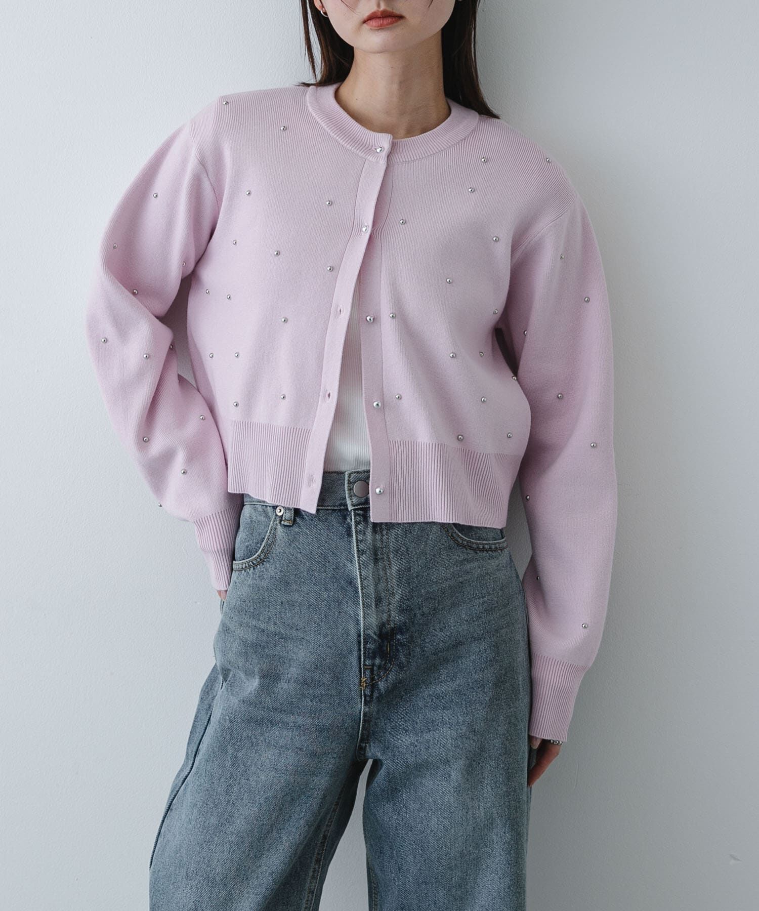 SENSE OF PLACE by URBAN RESEARCH「『洗濯可』ボールビーズカーディガン」|カーディガン|ライトピンク