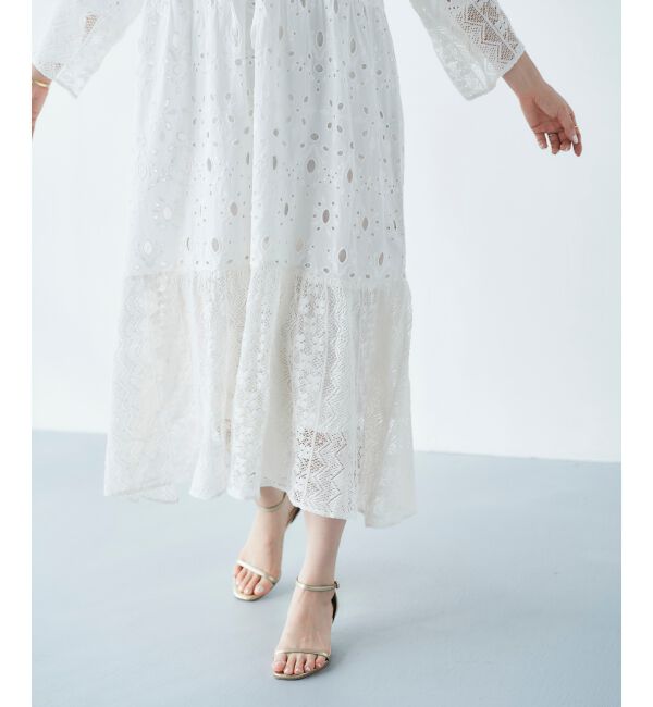 le.coeur blanc「《手洗い可能》Fanaka ミックスレースワンピース」|ワンピース|