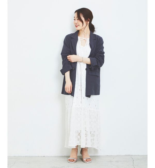 le.coeur blanc「《手洗い可能》Fanaka ミックスレースワンピース」|ワンピース|