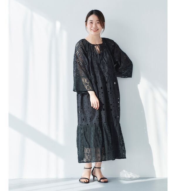 le.coeur blanc「《手洗い可能》Fanaka ミックスレースワンピース」|ワンピース|