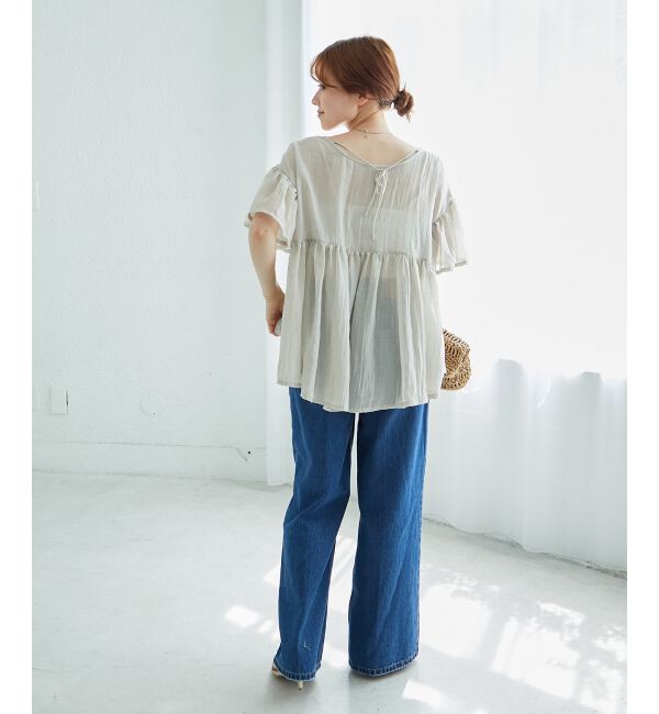  「《WEB限定アイテム》バックリボンガーゼブラウス」|シャツ・ブラウス|