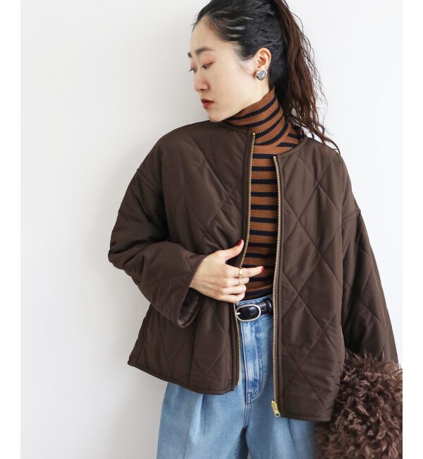  「リバーシブルタフタ&times;ファーキルトジャケット」|その他|ブラウン