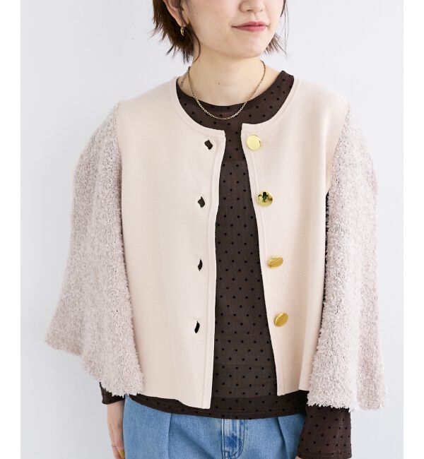  「《手洗い可能》TORRAZZO DONNA別注 フレアケープニットカーデ」|カーディガン|ベージュ