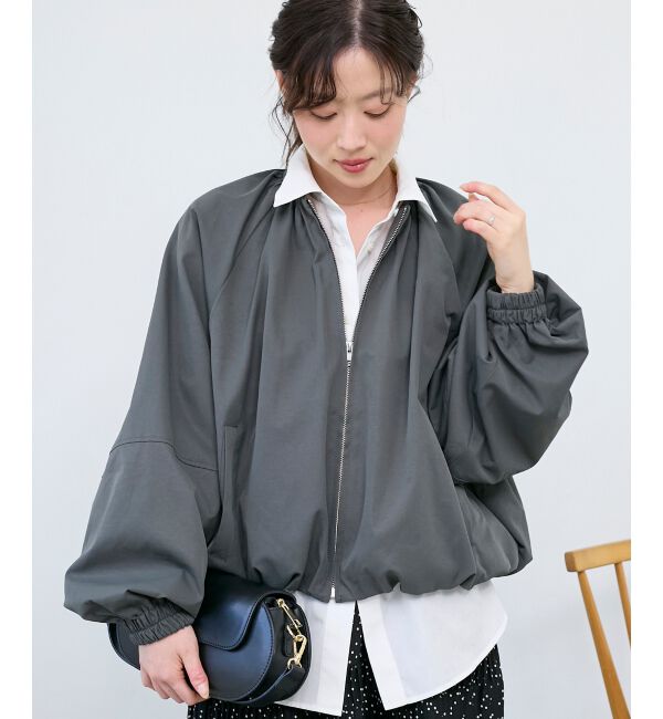  「《WEB限定アイテム》バルーンデザインノーカラーブルゾン」|ブルゾン・スタジャン|