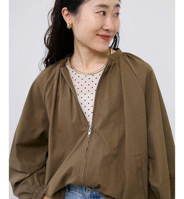  「《WEB限定アイテム》バルーンデザインノーカラーブルゾン」|ブルゾン・スタジャン|カーキグリーン