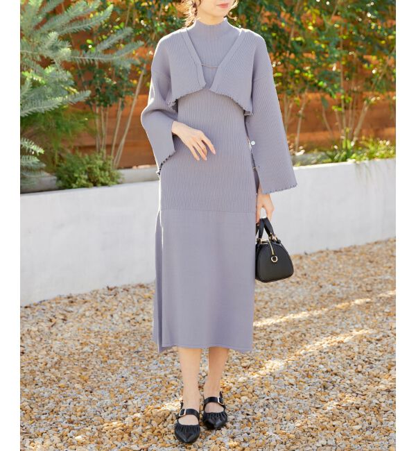 MAJESTICLEGON「プレートカーデsetニットワンピ」|ワンピース|