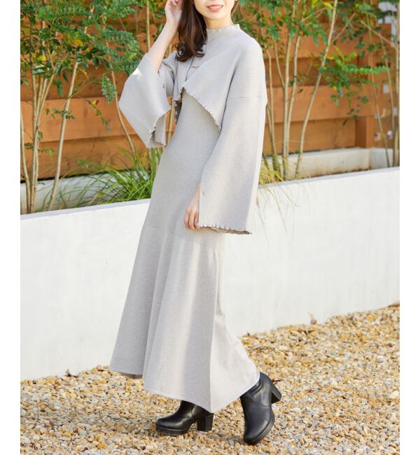MAJESTICLEGON「プレートカーデsetニットワンピ」|ワンピース|