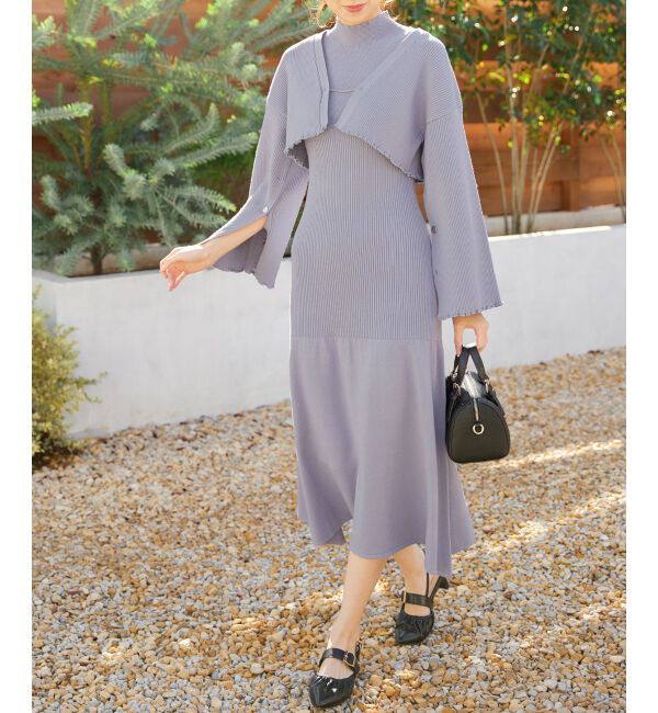 MAJESTICLEGON「プレートカーデsetニットワンピ」|ワンピース|