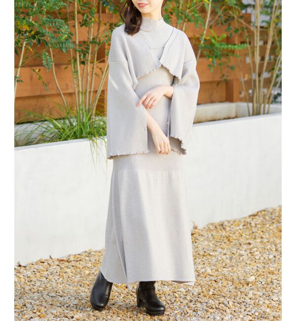 MAJESTICLEGON「プレートカーデsetニットワンピ」|ワンピース|L／グレー