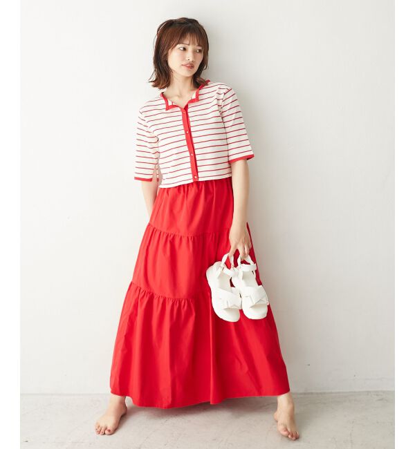 MAJESTICLEGON「クロップドボーダーカーディガン」|カーディガン|