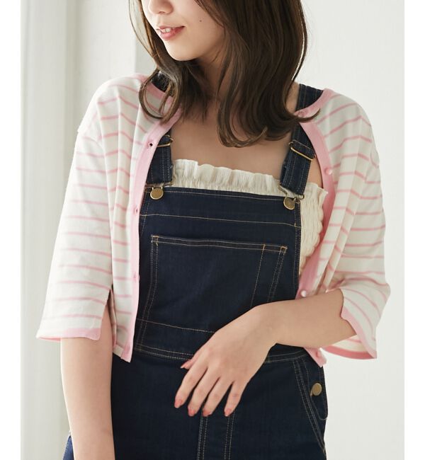 MAJESTICLEGON「クロップドボーダーカーディガン」|カーディガン|