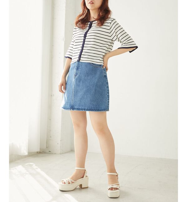 MAJESTICLEGON「クロップドボーダーカーディガン」|カーディガン|