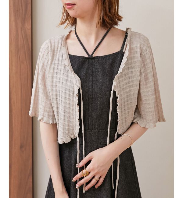 MAJESTICLEGON「キャミセットプチフリルカーディガン」|カーディガン|アイボリー