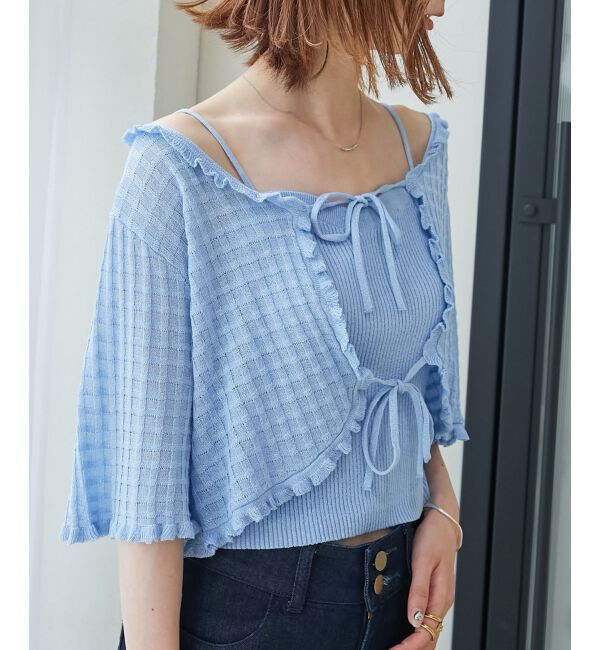 MAJESTICLEGON「キャミセットプチフリルカーディガン」|カーディガン|