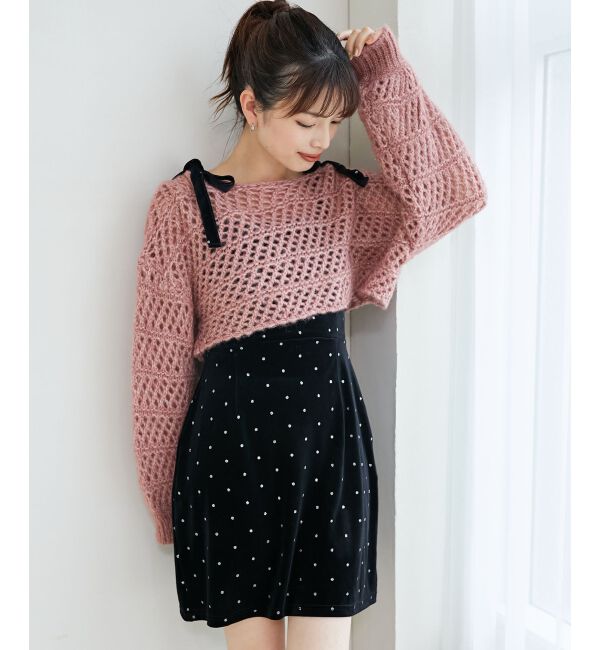 MAJESTICLEGON「キラキラドットベロアワンピース」|ワンピース|