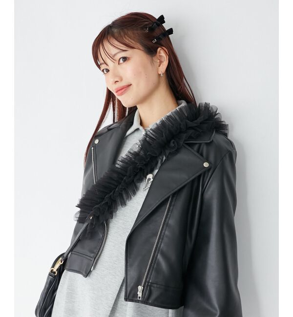 MAJESTICLEGON「チュールフリルショルダー」|ベルト|ブラック