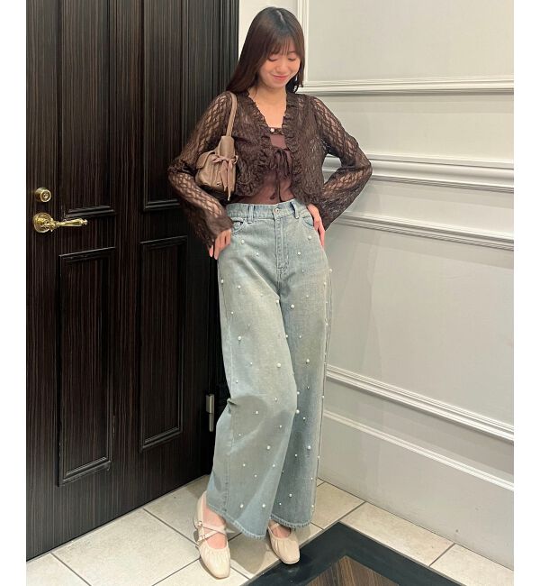 MAJESTICLEGON「レースカーデ&times;リボンインナーセット」|カーディガン|