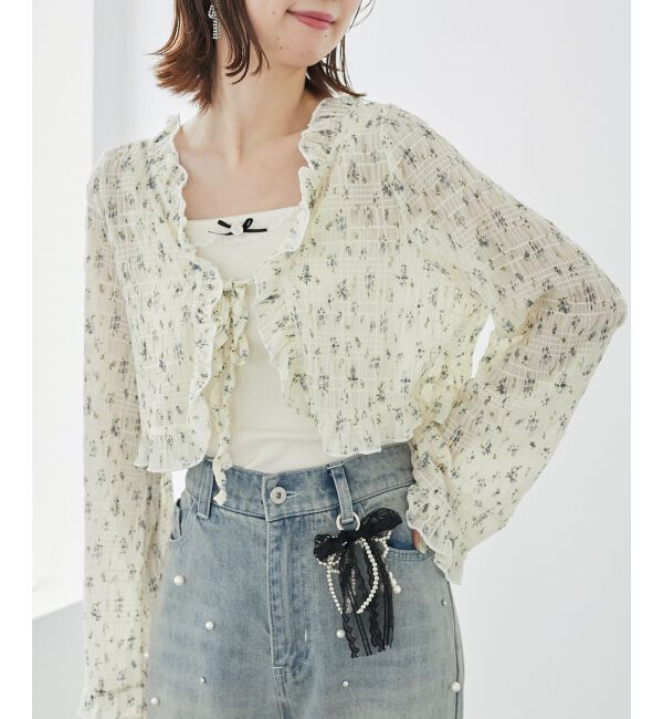 MAJESTICLEGON「レースカーデ&times;リボンインナーセット」|カーディガン|