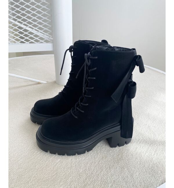 MAJESTICLEGON「ダブルリボンレースアップブーツ」|ショートブーツ|