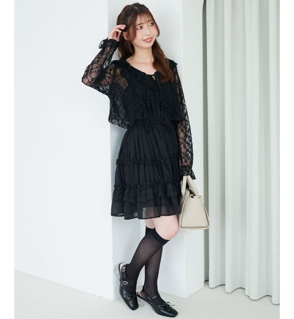  「◎フリルカラーリボンカーディガン」|カーディガン|