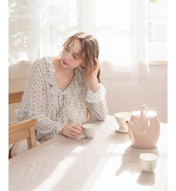  「◎フリルカラーリボンカーディガン」|カーディガン|