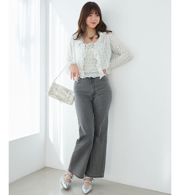  「◎フリルカラーリボンカーディガン」|カーディガン|