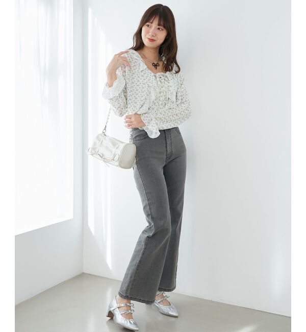  「◎フリルカラーリボンカーディガン」|カーディガン|