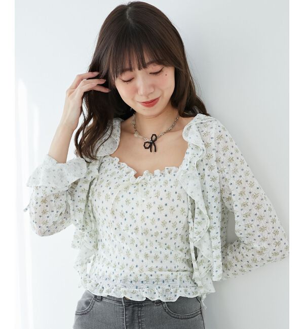  「◎フリルカラーリボンカーディガン」|カーディガン|