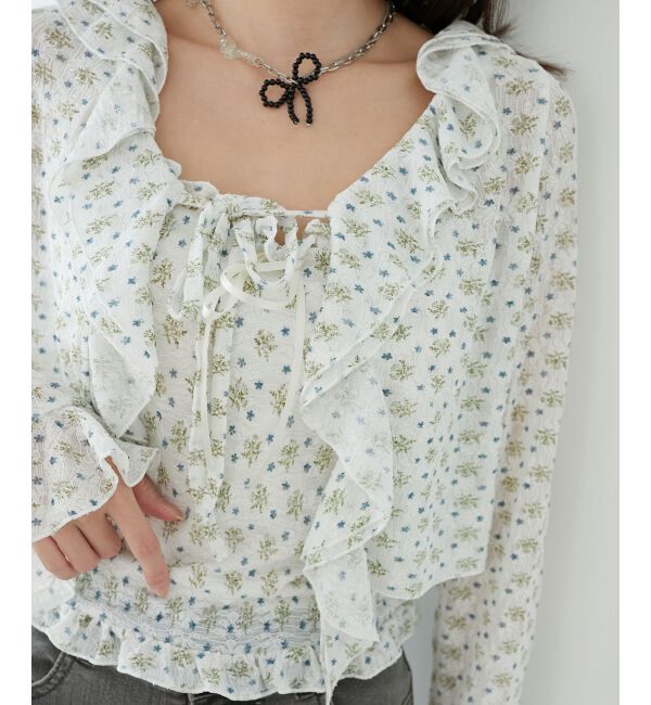  「◎フリルカラーリボンカーディガン」|カーディガン|