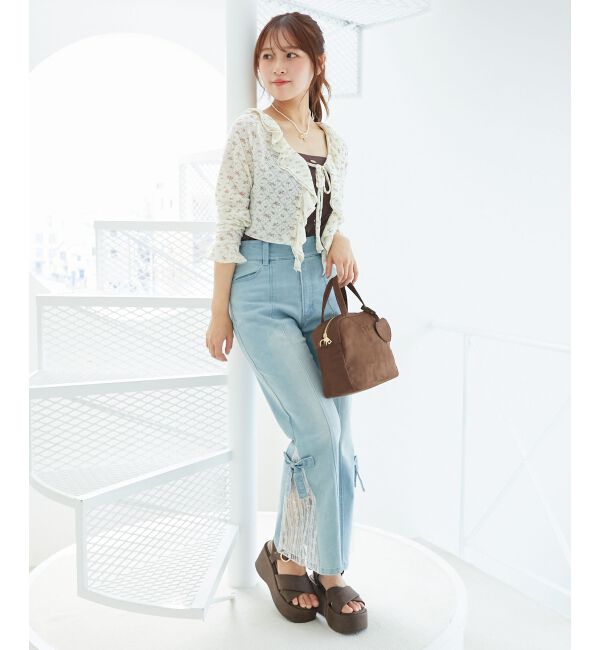  「◎フリルカラーリボンカーディガン」|カーディガン|