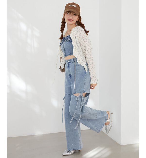  「◎フリルカラーリボンカーディガン」|カーディガン|